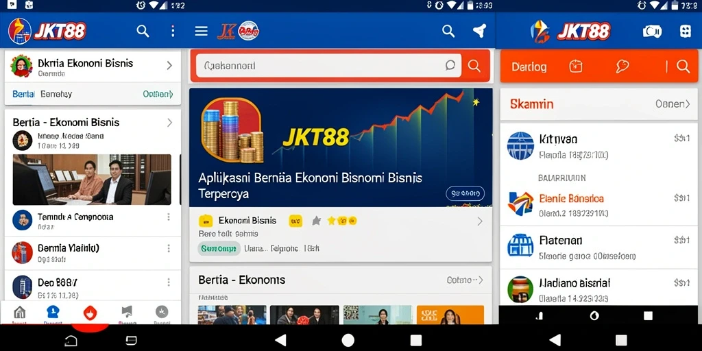 Tampilan antarmuka aplikasi JKT88 untuk berita ekonomi dan bisnis.