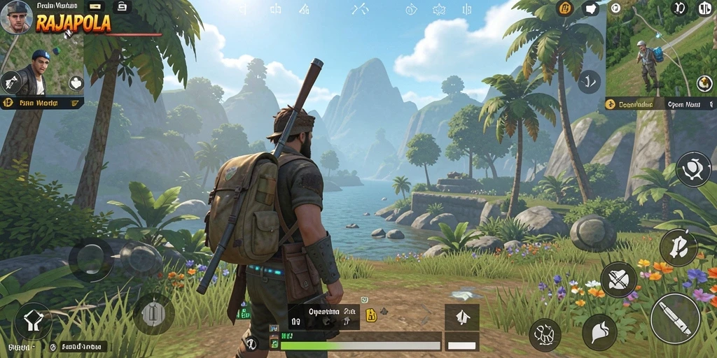 Tampilan antarmuka RAJAPOLA dalam dunia Open World yang memukau.