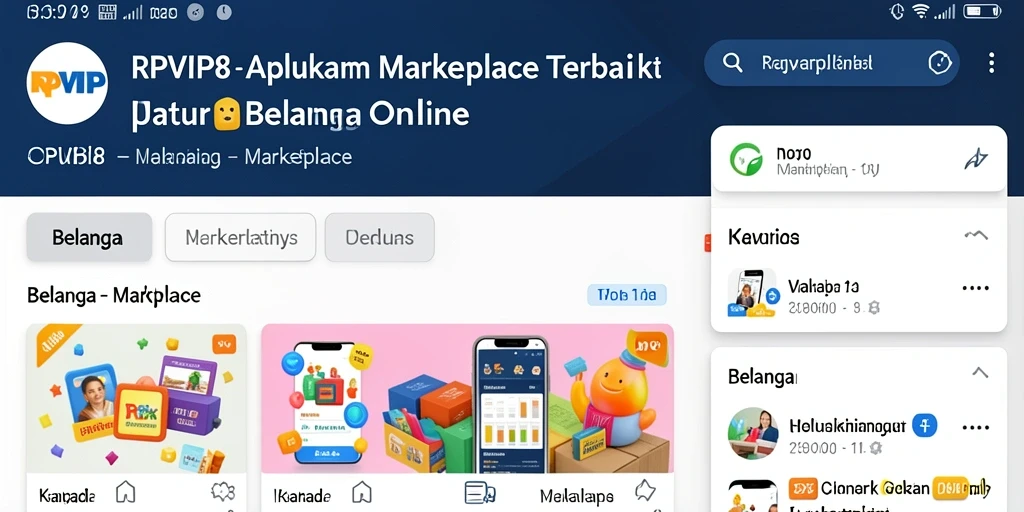 Tampilan antarmuka RPVIP8 dengan berbagai produk menarik.