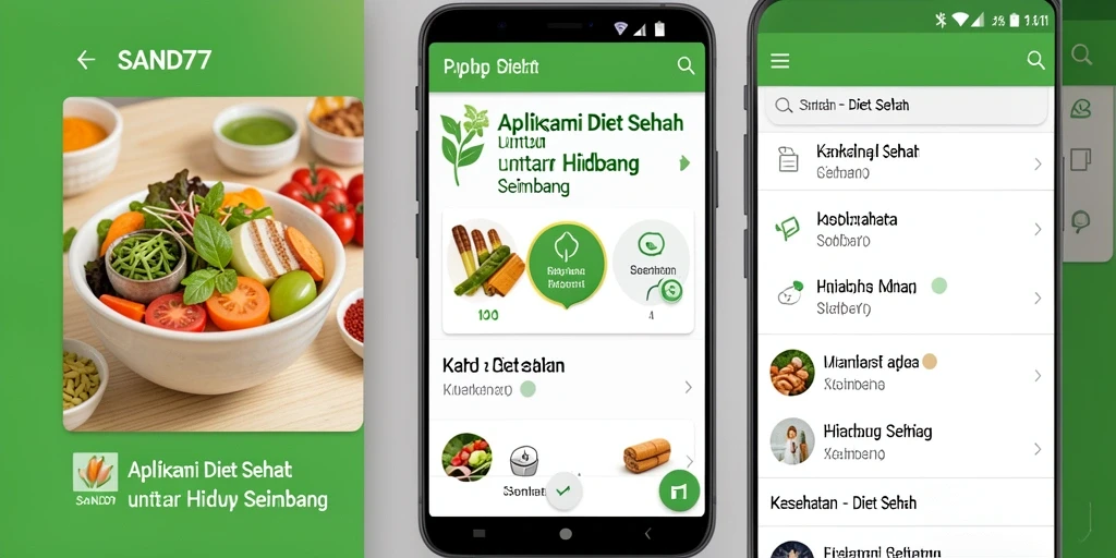Antarmuka aplikasi SAND77 yang menarik untuk Diet Sehat.