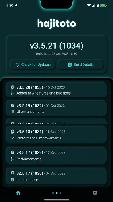 Riwayat Versi Hajitoto untuk Pengguna Android